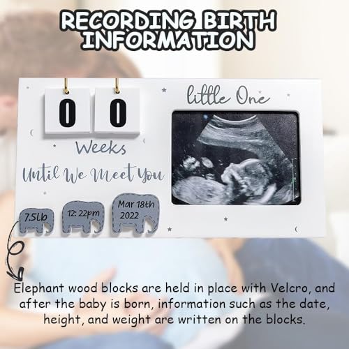 Baby-Scan-Fotorahmen, 9,5’‚ x 5‘’ Baby-Ultraschall-Fotorahmen mit Countdown-Wochen, Geschenke zur Geburtsankündigung, Geschenke für werdende Mütter, Schwangerschaftsgeschenke für werdende Mütter