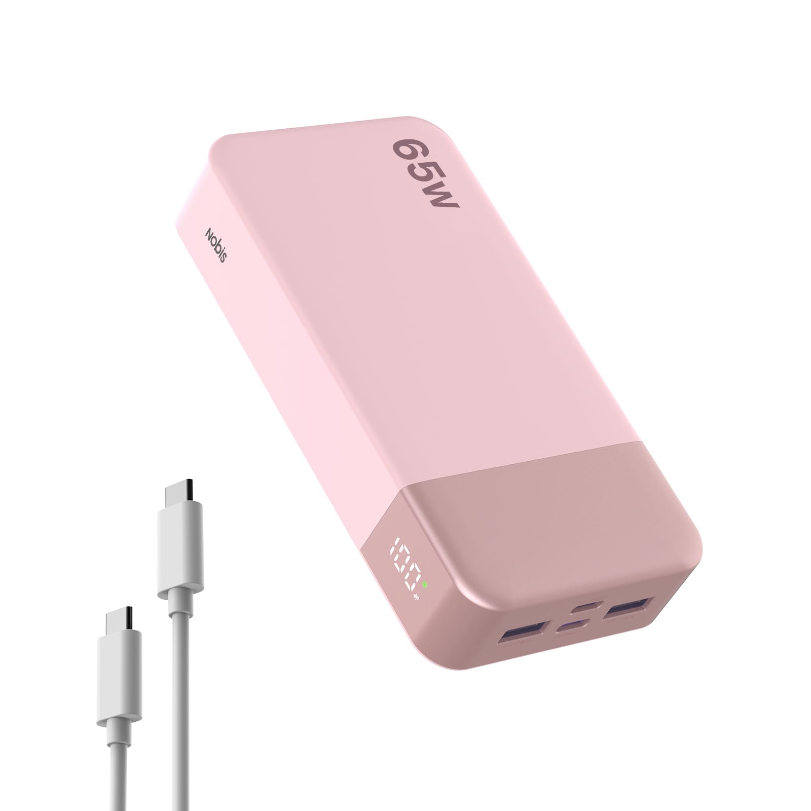 NOBIS Power Bank 20000mAh PowerBank 65W, Caricatore Portatile Ricarica Rapida Bidirezionale, 4 Porte USB-C/USB-A, Display Digitale, Ampia