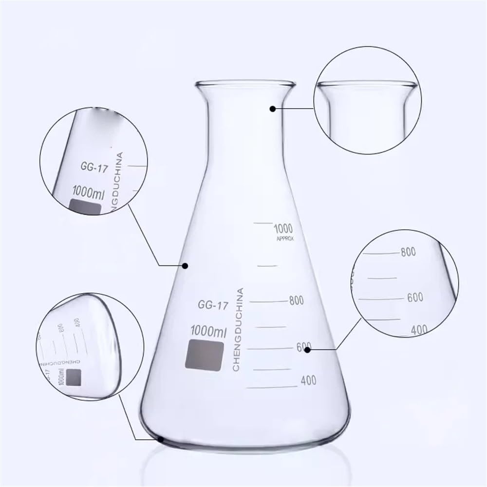 Erlenmeyer szklana kolba z rozkloszowanym kołnierzem 50/250/500/1000 ml (1000 ml)