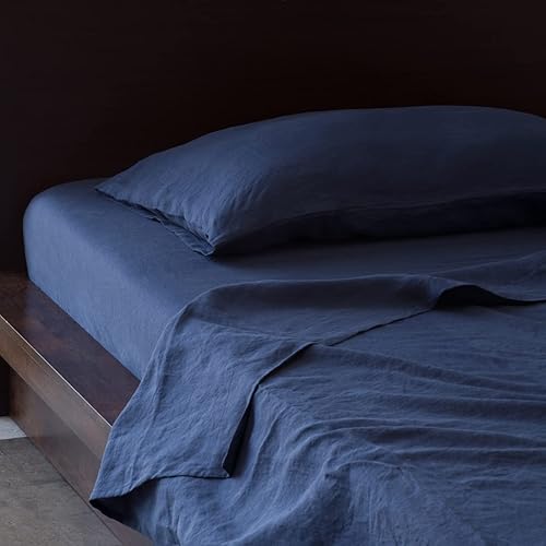 Miniatura 10 de Juego de sábanas de lino natural transpirable de lino francés tejido en Italia, sábanas de calidad de lujo europeo, tamaño King
