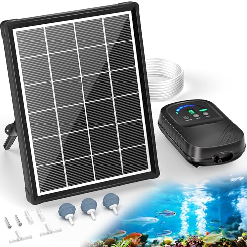 POPOSOAP Solar Pond Aerator, Solar Aerators for Ponds with Battery Backup, 3.5W Solar Air Pump for Fish Pond Tank Hydroponics