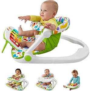Fisher-Worth Child Moveable Chair Kick & Play Deluxe Sit-Me-Up Seat with Piano Studying Toy & Snack Tray for Infants to Toddlers