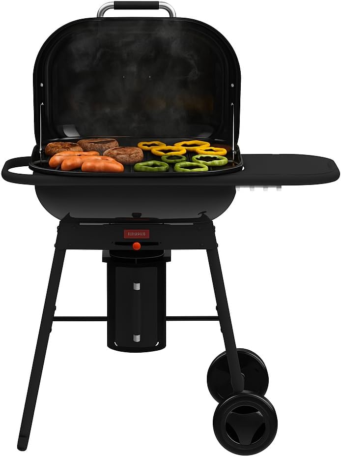 barbecook Magnus Comfort Holzkohlegrill BBQ mit Gusseisenrost und Seitentisch, Grillen für 14 Personen, 85x64x110cm