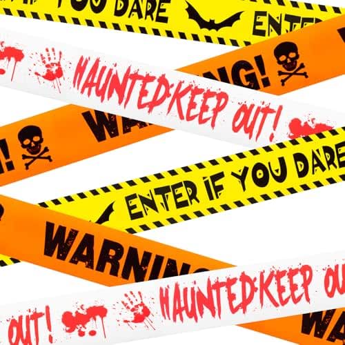 ONFAON Halloween Decorations, 3inx90ft Caution Tape Halloween Party Decorations Indoor