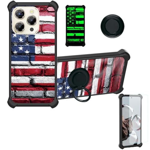 jioeuinly for Oukitel P1 Case Compatible for Oukitel P1 Pro Phone Case Cover [with Tempered Glass Screen Protector][Hard PC + Soft Silicone][Ring Support] [Luminous Effect] YGH-GQ