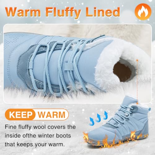 Image of Womens Mens Barefoot Boots Shoes Minimalist Winter Snow Boots Warm Ankle Booties Zero Drop Sole Wide Toe Box Slip on Sneakers