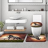 【Badteppich-Set für Badezimmer】 ： Die Größe des Teppichs ist sehr gut geeignet. Die dreiteilige rutschfeste Badmatte sieht im Bad genau richtig aus, das Ganze ist sehr schön und beschädigt Ihren ursprünglichen Dekorationsstil nicht. Diese moderne, warme und superweiche 3-teilige Badteppichmatte ist ein Genuss für Ihr tägliches Leben. Dieser moderne, warme und superweiche Badeteppich ist eine Wohltat für Ihre Füße
