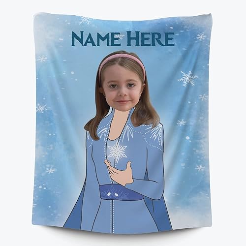 Costume Agent Manta personalizada con foto personalizada y nombre de superhéroe manta de vellón (Elsa, forro polar de 30 x 40 pulgadas)