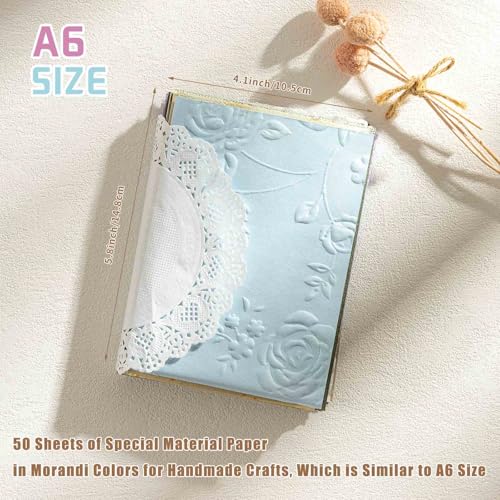 JASHIAGE 50 folhas de papel para scrapbook, papel artesanal texturizado - tecido de malha, conjunto