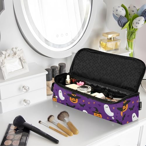 Bolsa organizadora para herramientas de cabello Black Witch Hats Bats Marble resistente al calor para planchas, rizadores y accesorios de cuidado capilar miniatura 7