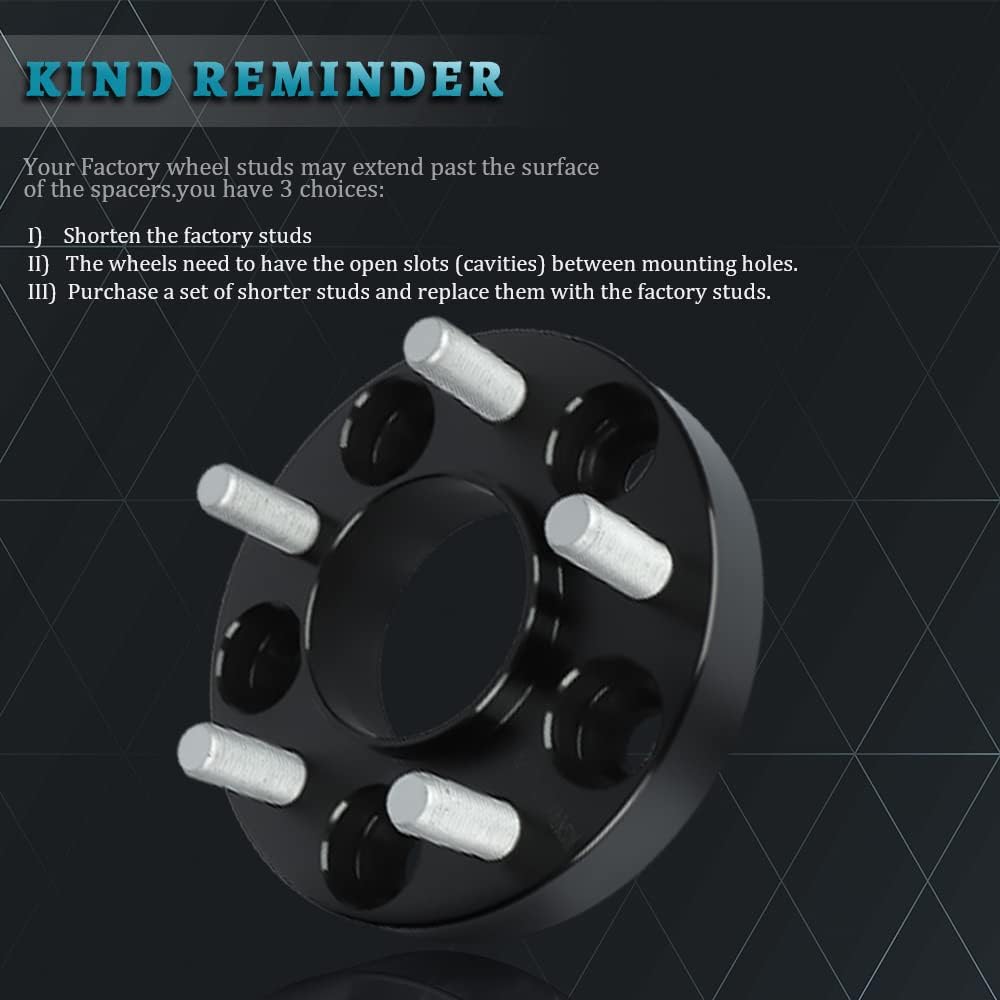 IRONTEK 1in 5x114.3mm Wheel Spacers Adapter (25mm, 70.5mm Hub Bore, 14x1.5 Studs) 5x4.5 Hubcentric Spacers Compatible for 2015-2021 Ford Mustang Black 2PCS - Image 7