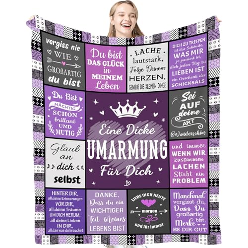 EIMOPE Beste Fre&in Decke Geschenke für Frauen 150 x 200cm - Umarmung Decke für Beste Fre&in, Geburtstag Weihnachten Geschenke für Frauen Schwester Mutter Kollegen