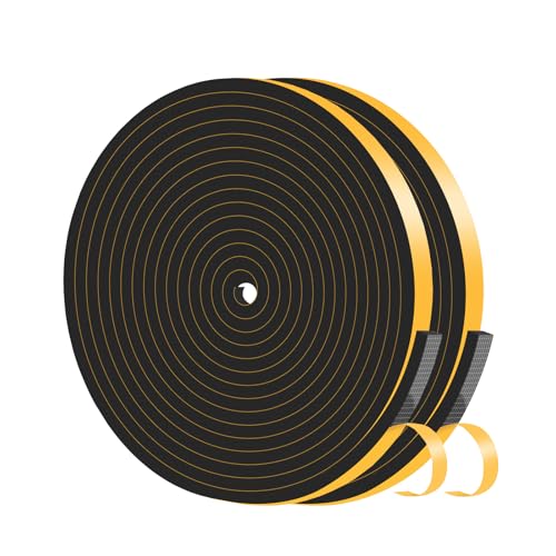 MIKONIYA Türdichtung,Moosgummi Selbstklebend,Türdichtung Selbstklebend zur Isolierung von Türrahmen,Fenstern und Klimaanlagen (Schwarz,6mm x 1.5mm...