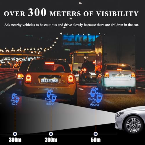 Image of Baby on Board Car Sticker, High Intensity Reflective Baby on Board Footprint Safety Warning Decal, Waterproof Kids on Board Baby in Car Feet Decal Sticker for Bumper (Blue)