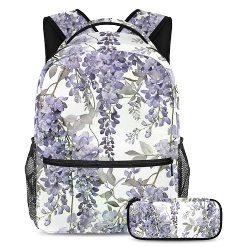 Sac à dos glycine violette pour adolescents, idéal pour le collège, le lycée et les voyages
