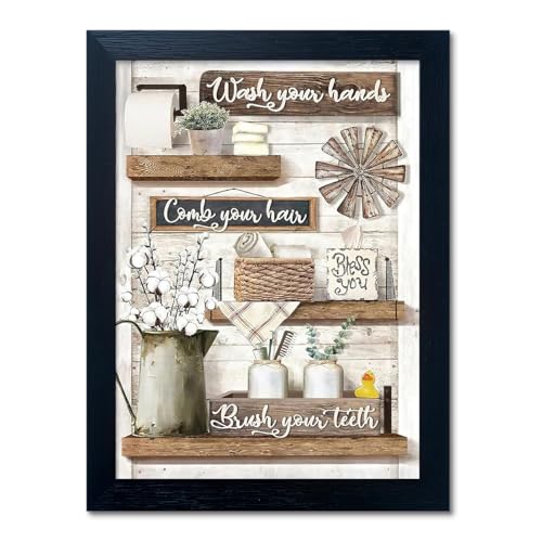 Bathroom Wall Art Rustic Farmhouse Pictures Bathroom Wall Decor Brown Laundry Room Country Flower Canvas Painting Prints Modern Artwork