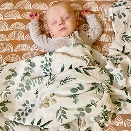 Lifetree Muslin Swaddle Blankets For Boys & Girls, Baby Swaddle Blankets Unisex Newborn Receiving Blanket Swaddle Wrap, 47 X 47 Inches, Eucalyptus Pattern #TOP4