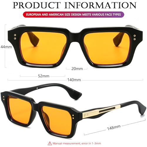 Image of AIEYEZO Rectangle Sunglasses for Men Women Fashion Square Frame Sun Glasses 90's Retro Designer Shades