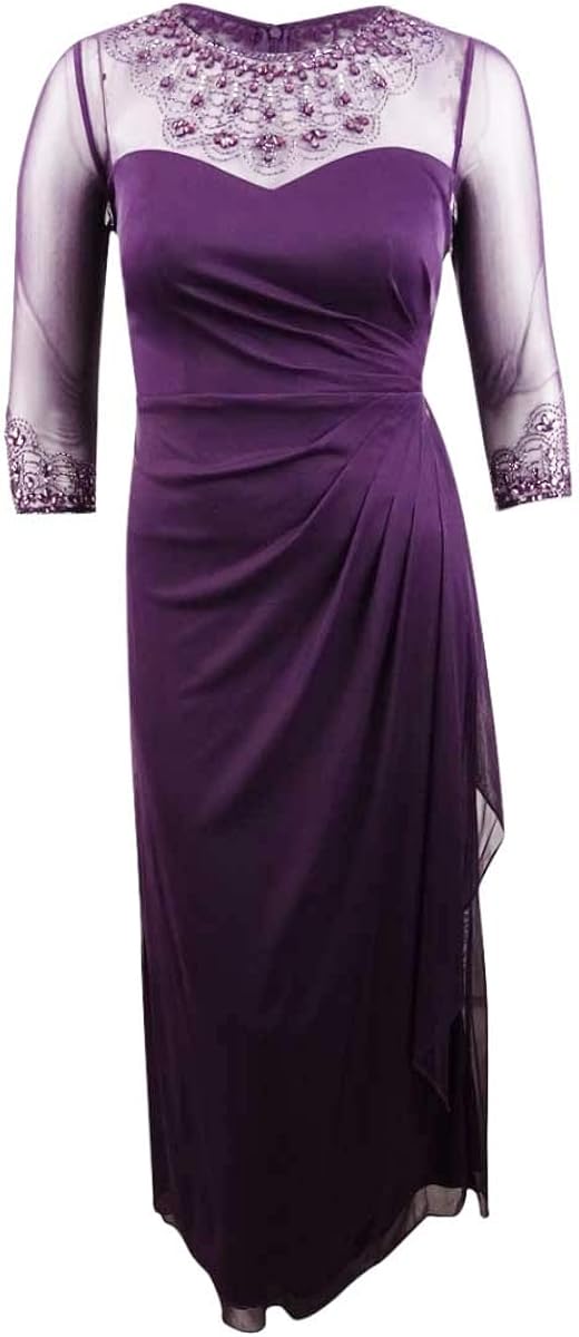 Alex Evenings Women's Plus Size Long Sleeve Sweetheart Neckline Dress : Clothing, Shoes & Jewelry