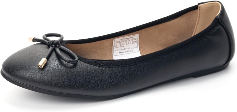 FUNKYMONKEY Womens Ballet Flats Dress Casual Slip-on Bow Round Toe Walking Shoes