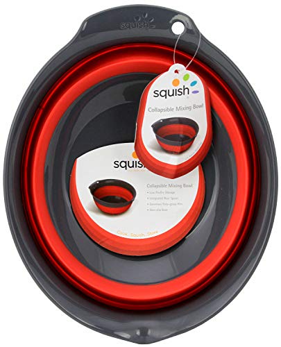 Squish 3 Quart Collapsible Mixing Bowl - Red & Gray