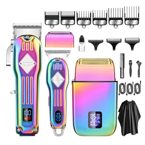 Tondeuse cheveux et barbe rechargeable professionnelle avec affichage LED pour hommes