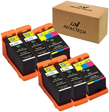 Intactech Compatible Dell Series 21, Series 22, Series 23, Series 24 Ink Cartridges 6-Pack (4 Y498D / 2 Y499D) Work for Dell V313, V313w, V515w, V715w, P513w, P713w Printer