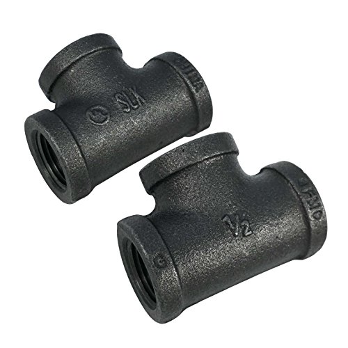 Pipe Decor 1/2 in. FPT 1-1/4 in. L FPT Black Malleable Iron Pipe Decor Tee