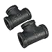 LDR Pipe Décor Industrial Steel Grey 1/2-Inch Tee Fittings (2-Pack)