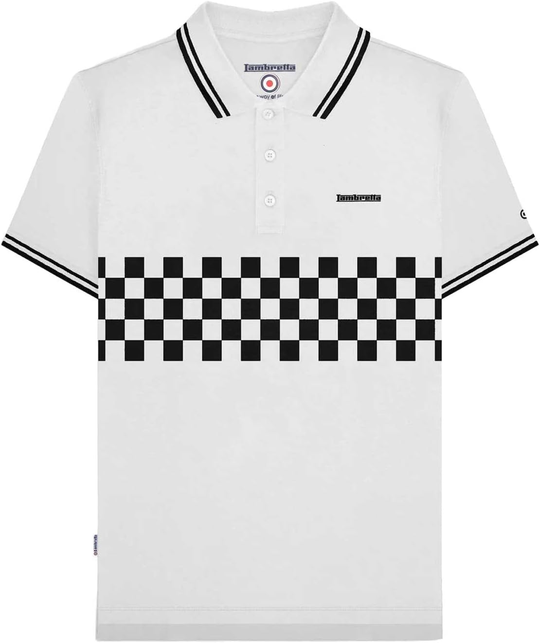 Lambretta Polo Shirt Mens Khaki Two Tone Panel Mod Ska Skinhead