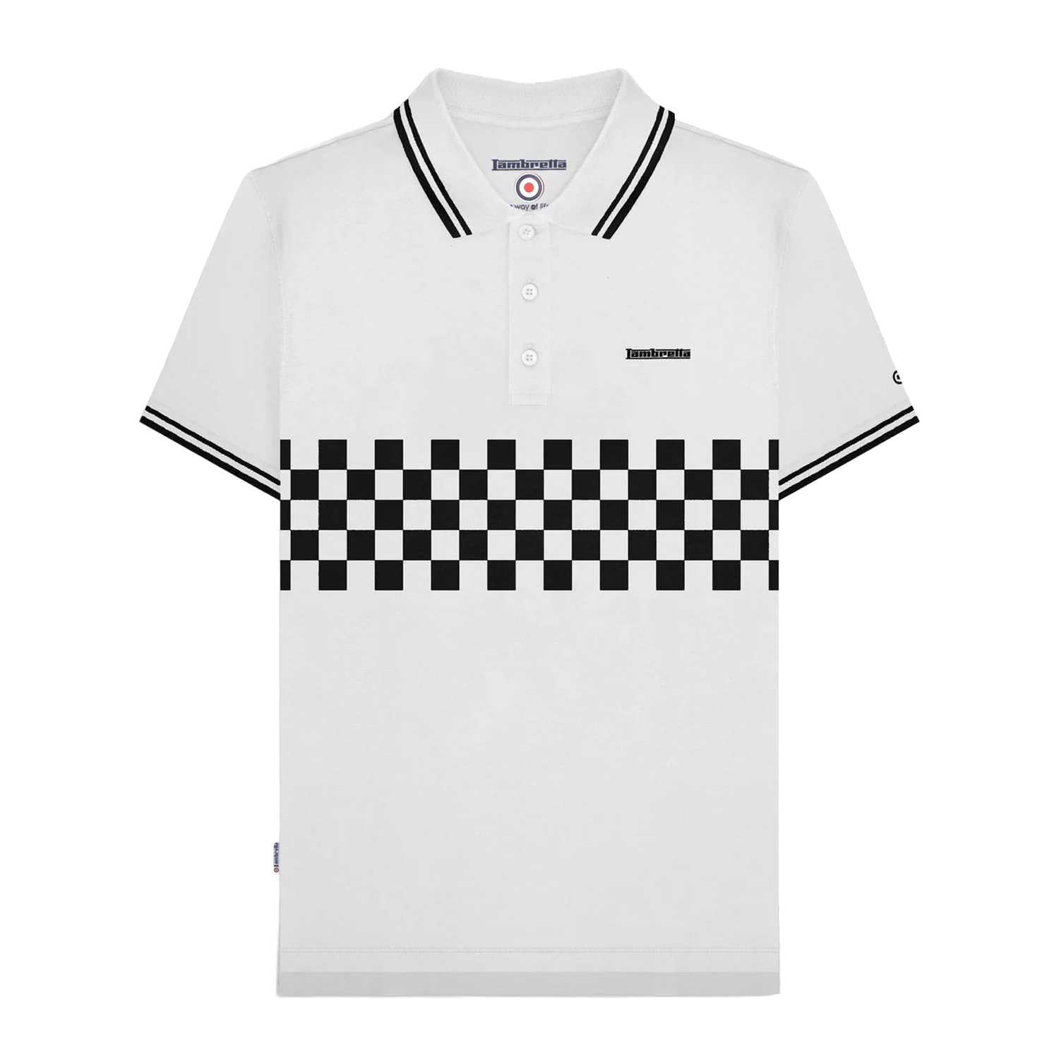 Lambretta Men's White Tone Short Sleeve Polo Shirt in Size M, Sports Direct