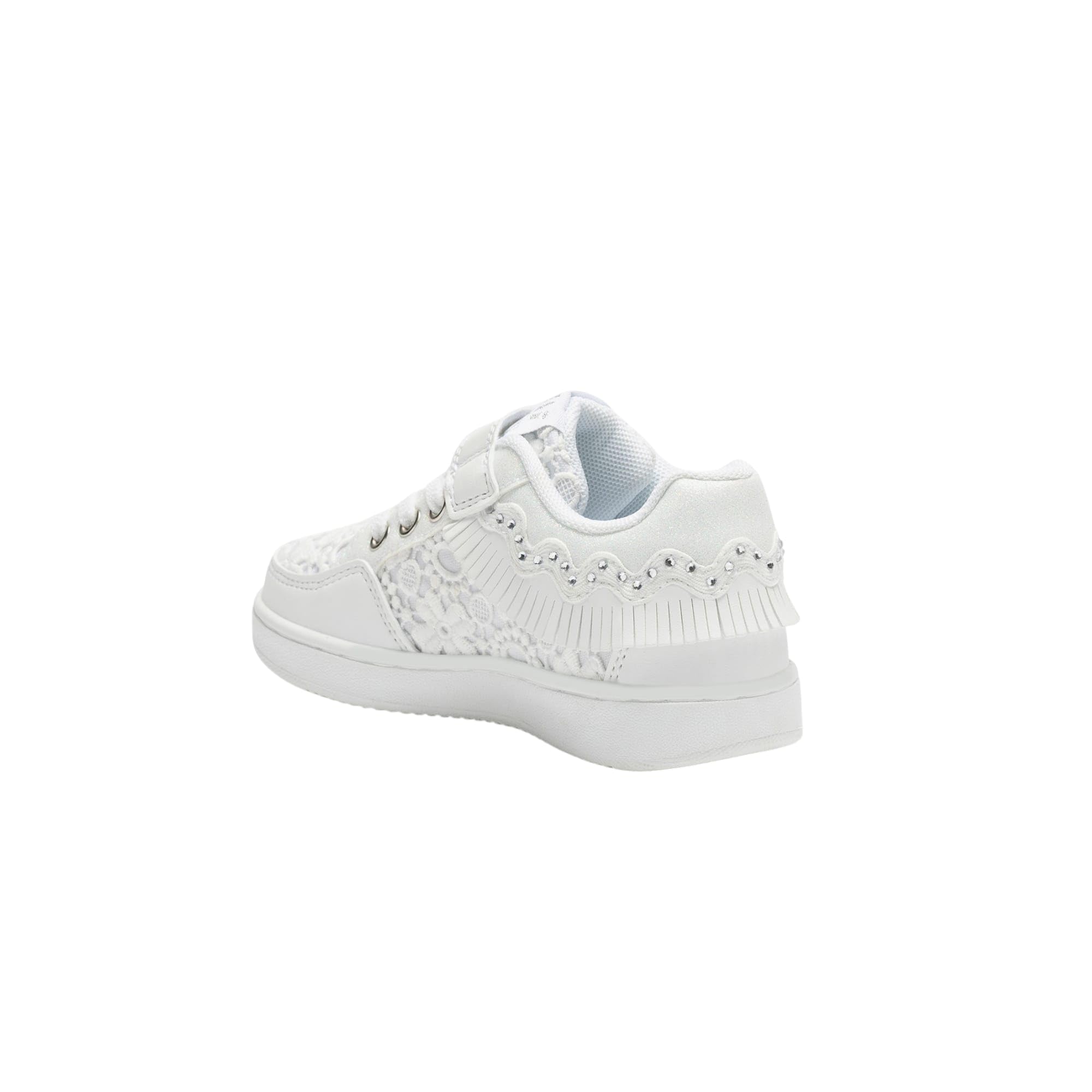 Lelli Kelly Sneaker Bambina, Rosa e Bianco, Pizzo Sangallo, Chiusura a Strappo. Numerazione dal 26 al 33 Gadget in Regalo