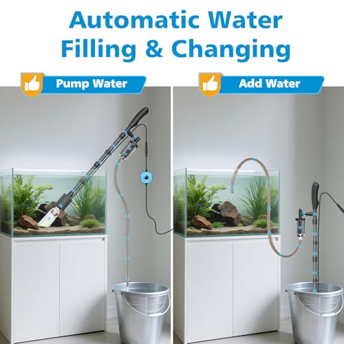 fishkeeper Electric Aquarium Vacuum Gravel Cleaner, 25W 6 in 1 Multifunction Fish Tank Cleaner Kit Gravel Vacuum for Fish Tank Adjustable Flow for Automatic Wash Sand & Water Changer