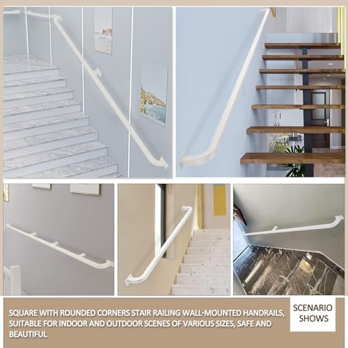 Rambarde d'escalier blanche avec support de sécurité pour pieds de 4,27 m