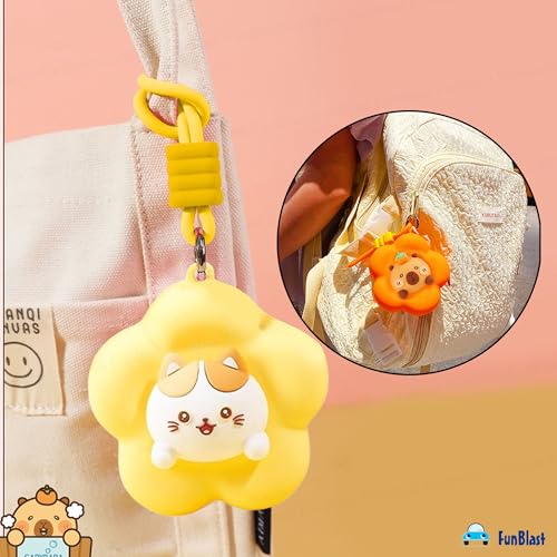 Image of FunBlast Soft Silicone Coin Pouch - Cute Animal Design Mini Purse with Strap, Multipurpose Silicone Pouch, Small Zipper Wallet for Kids & Girls, Kawaii Coin Bag - 9 X 9 X 6.5 cm (Yellow)