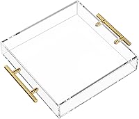Vista 1 de NIUBEE Bandeja transparente para servir de 12 x 12 pulgadas -A prueba de derrames- Bandeja organizadora decorativa de acrílico para otomana mesa