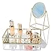 Display4top Tray Mirror,Decorative Countertop Organizer,Vintage Gold Mirrored Glass Metal Tray Ornate Tray Jewelry Perfume Organizer Makeup Tray for Vanity,Dresser,Bathroom,Bedroom(12