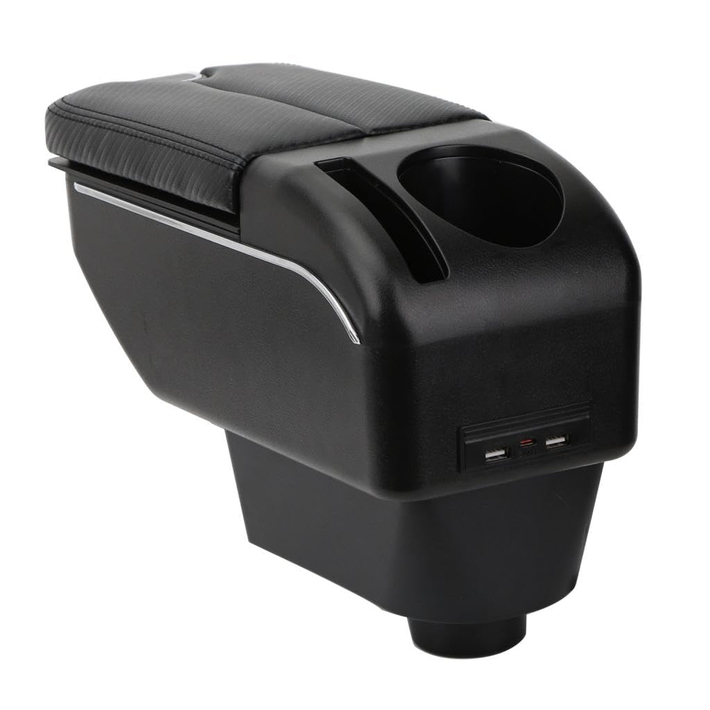 ZENVI Braccioli Compatible with Seat Ibiza Braccioli 6j 2008-2017 Console Centrale Organizer Immagazzinaggio Scatola Stile Doppia Porta Utilizzabile Per Autisti Supporto Gomito (Stile Fibra Carbonio)