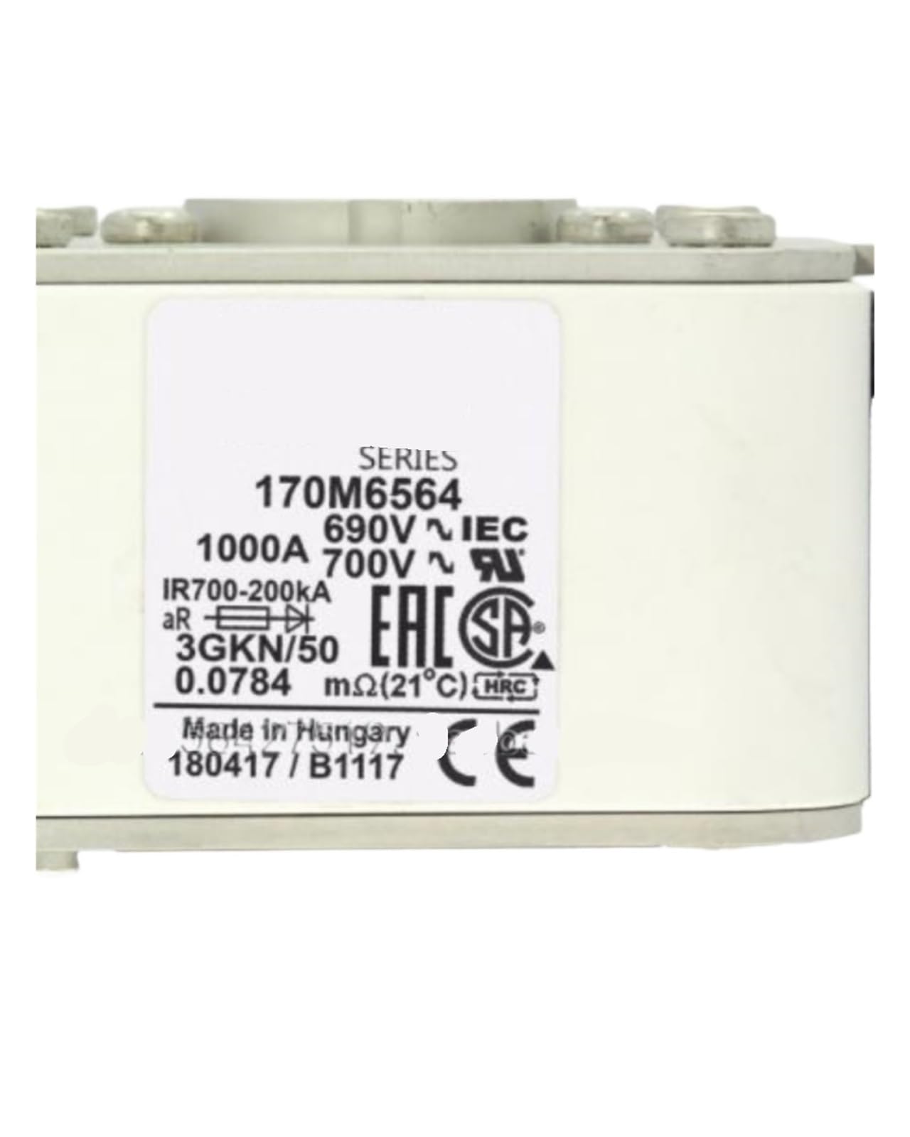 Fusible rapide 250A AHA calibre AHF-350A pour armoire electrique triphasee
