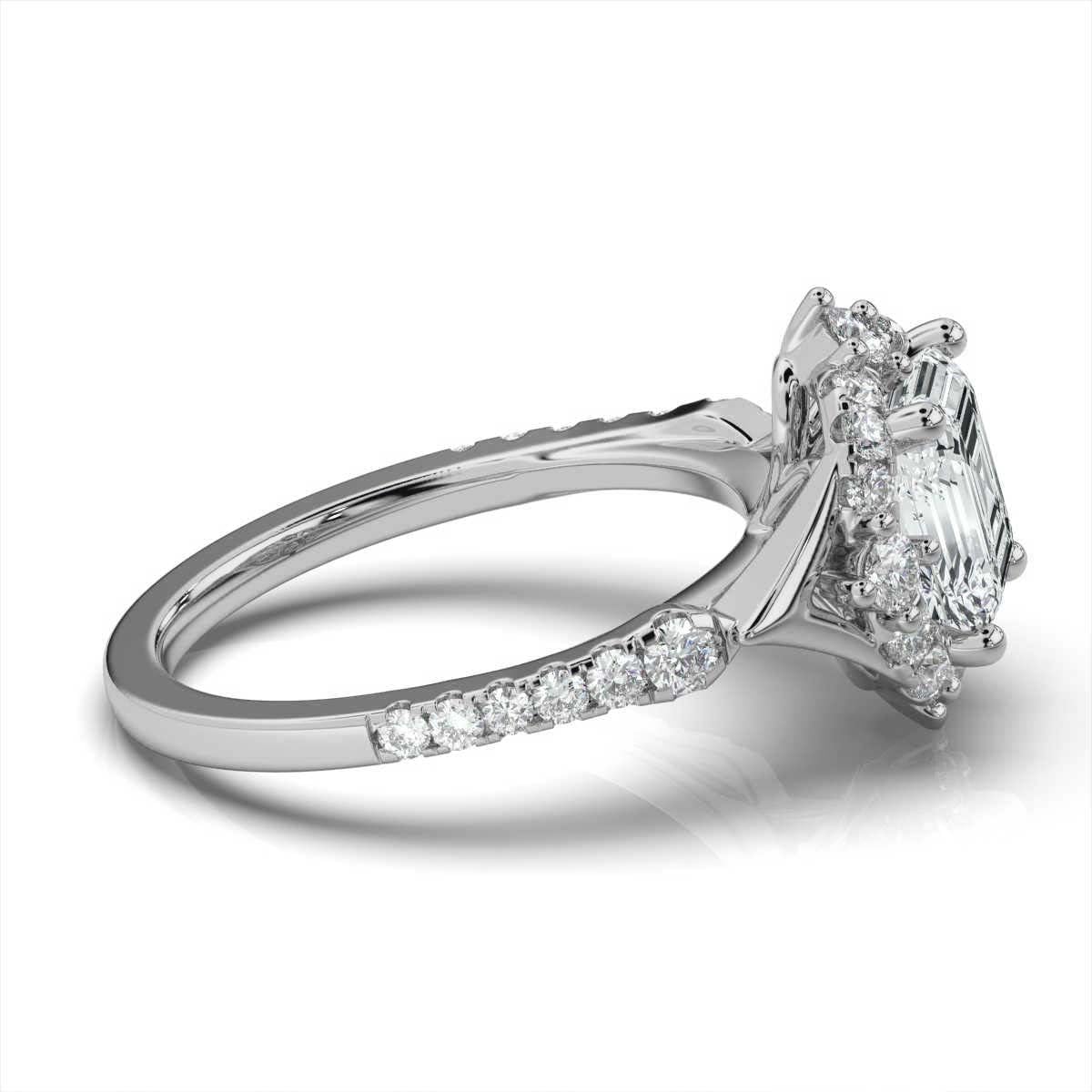 1–5 CT Colorless Lab-Created Moissanite Engagement Ring in 10K 14K 18K Solid Gold or 925 Sterling Silver Art-Deco Halo Vintage Wedding Ring for Christmas gift for Women(VVS-VVS1)