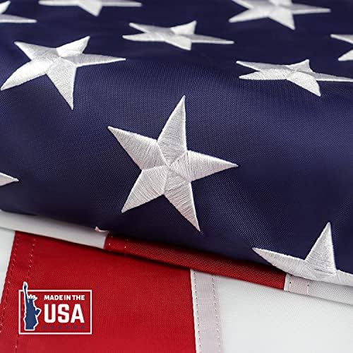 This American Flag 4x6 Ft Outdoor 100% Made In USA Embroidered Stars, Heavy Duty Nylon,Sewn Stripes, Stronger Brass Grommets,Perfect for Outside, US Flags