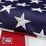 This American Flag 4x6 Ft Outdoor 100% Made In USA Embroidered Stars, Heavy Duty Nylon,Sewn Stripes,