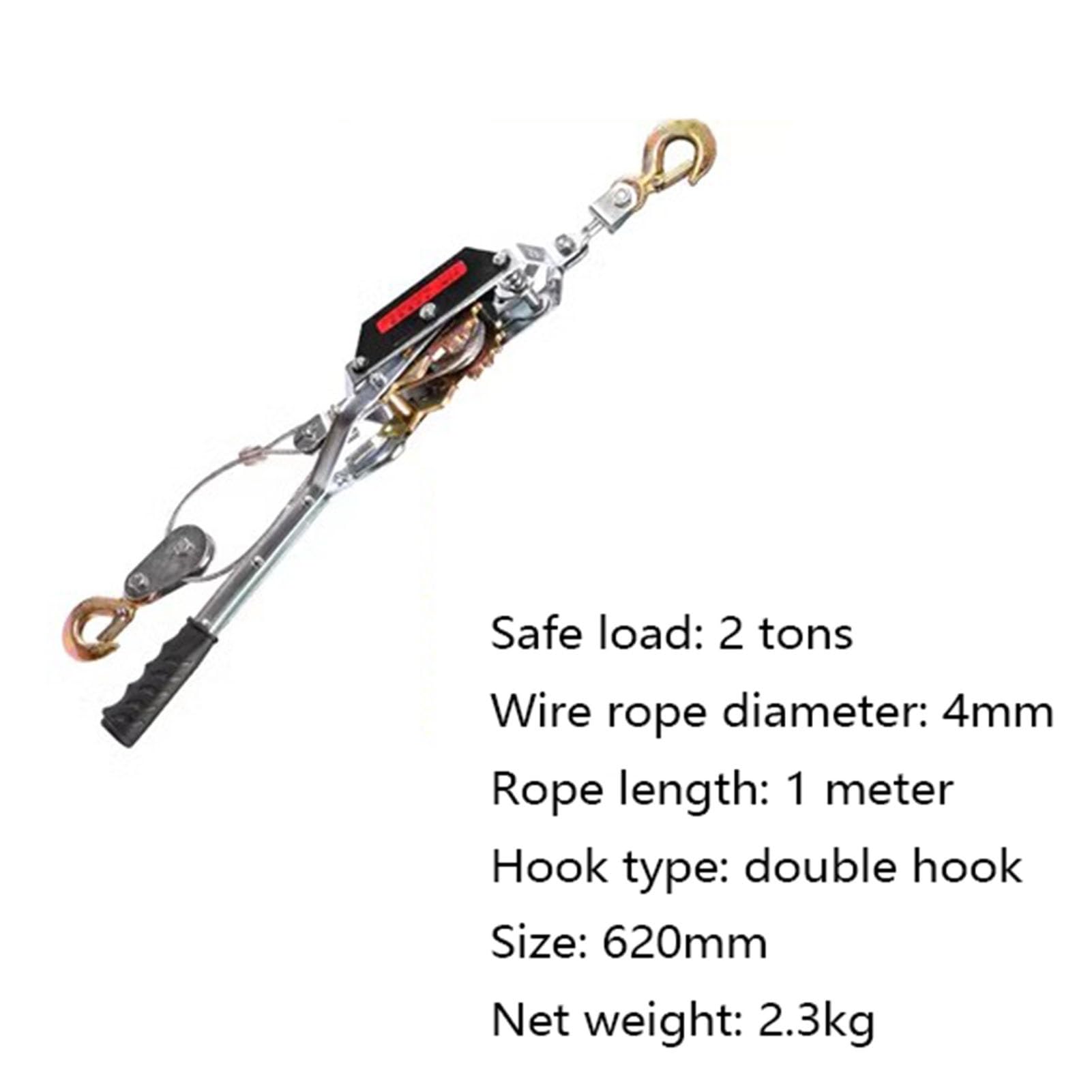 Heavy-Du Come Along Seilwinde - Manuelle Handseilwinde mit Kabel & Umlenkrolle - Elektrische Seilwinde mit Dual-ar-System für einfaches Ziehen von Hand (2 Hoo) - 3 Gewichtsoptionen (Größe:2)