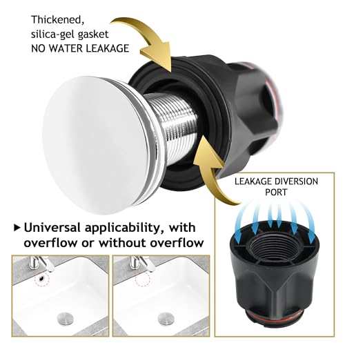 Bathroom Sink Drain Kit, with Flexible Expandable P-Trap Sink Drain Pipe, Fits 1-1/4\",1-1/2\" and 2\'\' Drain Hole, Built-in Anti-Clogging Stopper, Anti-Odor Bathroom Sink Drain