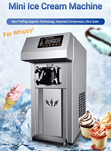 SONLED Kommerzielle Eismaschine, 1200 W elektrische Softeismaschine, 16-18 l/h Edelstahl-Desktop-Eismaschine, 3 Geschmacksrichtungen süße Kegel-Eismaschine für Restaurants – Bild 4