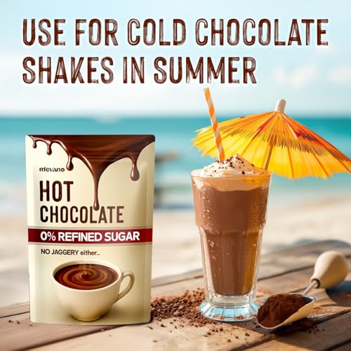 Image of Mevano Hot Chocolate Mix Powder, 600g | Refined SUGAR FREE | All Natural, REAL Cocoa without sugar, sweetened with Coconut Jaggery | Choco powder for Milk, Cold & hot shakes | No Preservatives