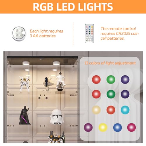Image of LFT HUIMEI2Y 4-Tier Glass Display Cabinet with LED&Lock, Display Case Black