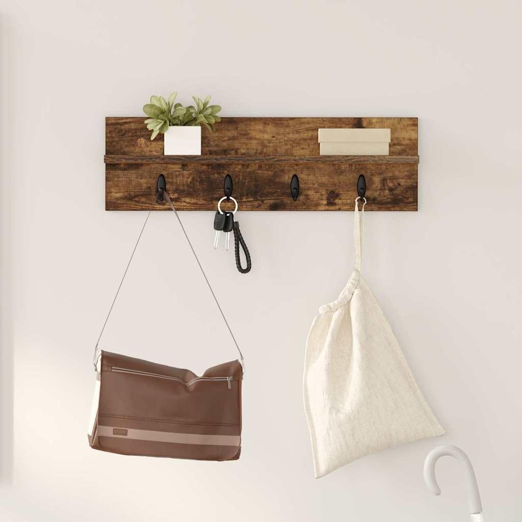 Table de chevet murale en chêne fumé 60 cm | Étagère murale moderne de rangement