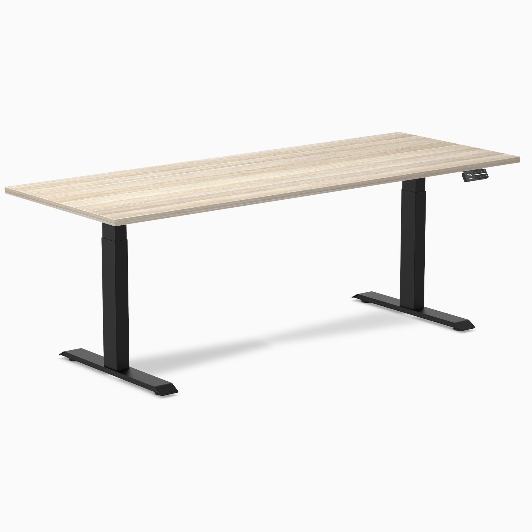 Desky Dual Laminate Sit Stand Desk Classic Oak 78.7" Matte Black