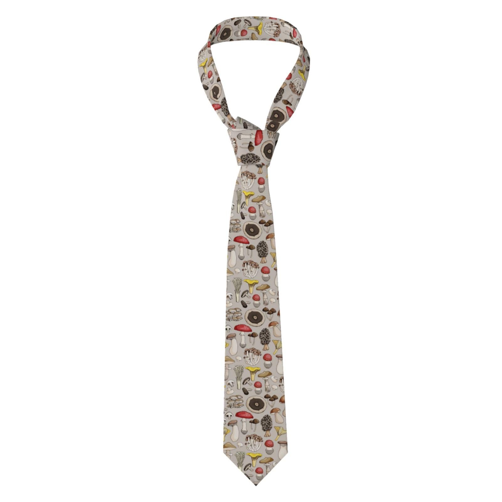 Peiyeety Unisex As Pic Various Mushrooms Men's Luxury Tie For Weddings & Business - Silk-Like Texture, Formal Necktie Gift For Groomsmen & Professionals